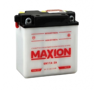 Мото аккумулятор Maxion 6 вольт 11Ah 6N11A-3A