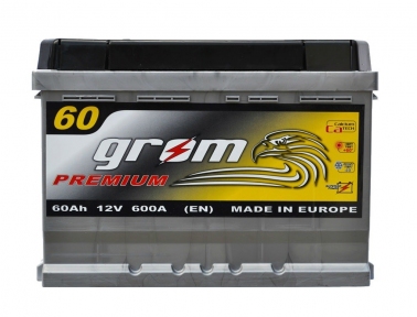 Аккумулятор Grom Premium 60Ah R+ 600A (низкобазовый)
