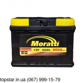 Аккумулятор Moratti 60Ah R+ 600A (низкобазовый)